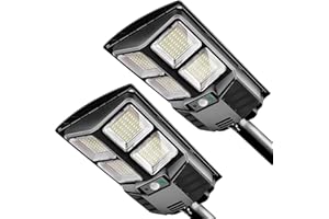 KingHe Solar Street Lights Outdoor: Dusk to Dawn Solar Parking Lot Lights with 3 Modes Motion Sensor Remote Control, Security Waterproof Commercial Solar Lights for Outside, Yard, Garage, Driveway