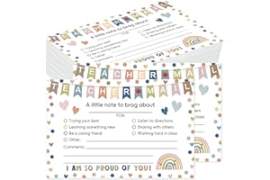HEYINSHEN 50Pcs Teacher Mail Notes to Parents Boho Rainbow Teacher Mail Notes to Parents Classroom Good Behavior Incentive Cards Postcard to Send Home Motivational Mails Cards Teachers Supplies
