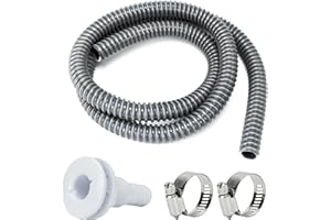 Sanuke Bilge Pump Hose Installation Kit, 3/4 Inch Dia Bilge Plumbing Kit with 6 FT Premium Quality Kink-free Flexible PVC Hose, 2 Hose Clamps and Thru-Hull Fitting, Black