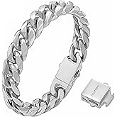 murtoo Mens Cuban Link Chain Bracelet, 6/8/12MM Stainless Steel Bracelets for Men Silver Black Gold, Hip Hop Link Bracelet with Detachable Clasp Gift for Men Him