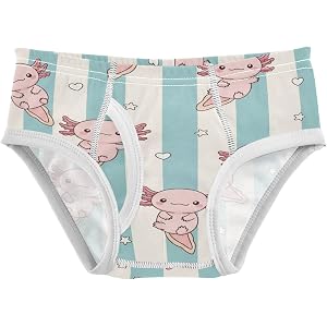 J JOYSAY Axolotl Stripes Boys Cotton Underwear Briefs Tagless Irritation | Front Fly Access, 3D Space Capsule Design, Lightwe