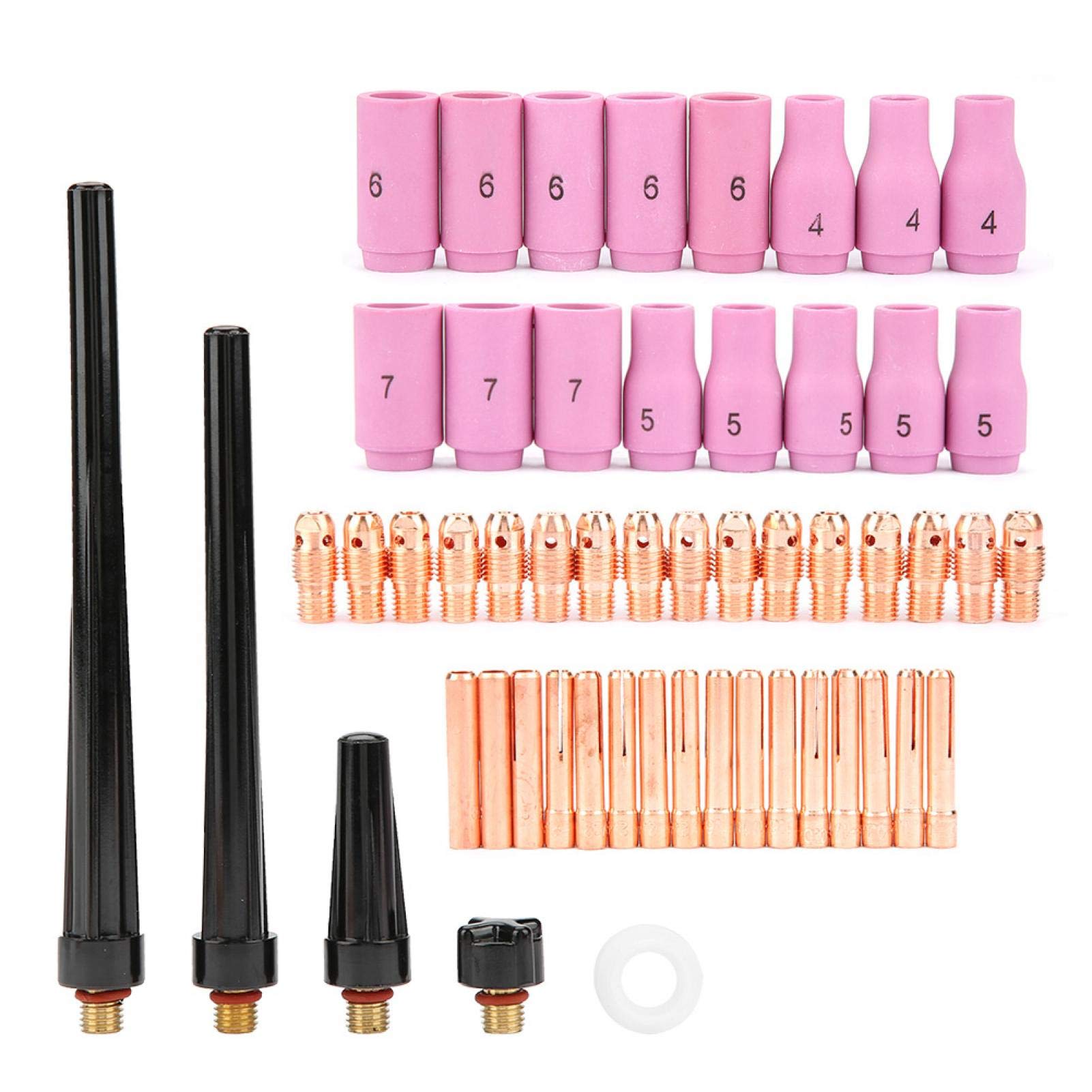 Gas Lens Collet Body Assorted Size Kit, 53pcs/Set TIG Welding Torch Body Parts Gas Lens Nozzle Collet Cup Kit for WP-9 20 25, Welding Torch