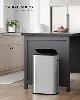 SONGMICS 50L Sensor Kitchen Bin with Soft-Close Lid Stainless Steel view 2