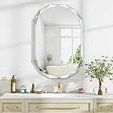 Furnbar Wall Mounted Bathroom Vanity Mirror, 24"x36" Single Beveled Edge Frameless Rounded Rectangle Mirror, Large Bathroom M