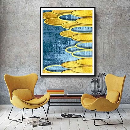 HANTAODG Leinwanddruck Goldenes Und Blaues Leinwandplakat Der Modernen