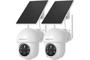 ARCCTV Solar Security Cameras Wireless Outdoor, 4MP 360° View Battery Powered Outdoor Camera, Night Vision with Spotlight, 2-Way Audio, PIR Motion Sensor, 2.4G/5G Dual Band WiFi (2 Pack)