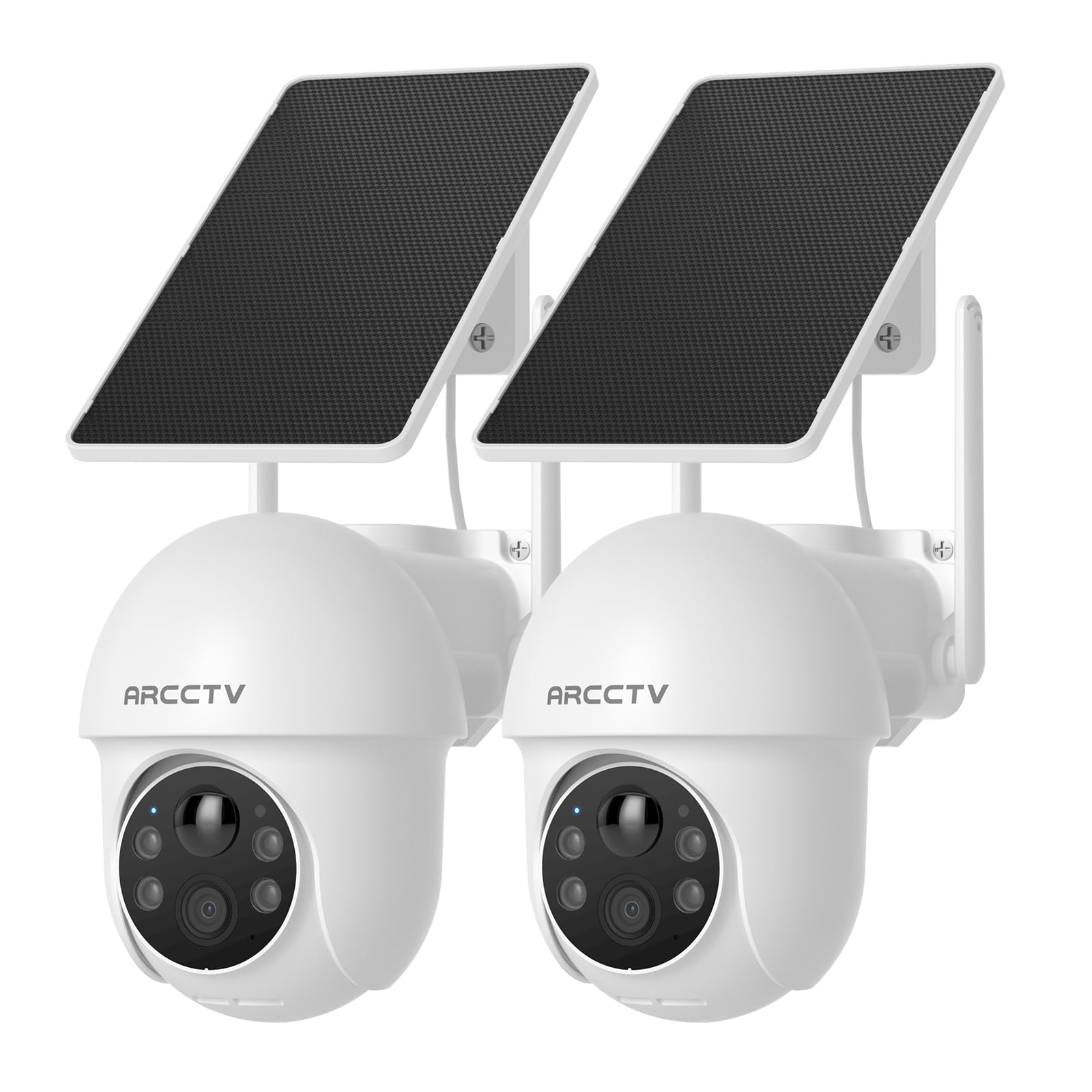 Photo 1 of ARCCTV Solar Security Cameras Wireless Outdoor, 4MP 360° View Battery Powered Outdoor Camera, Night Vision with Spotlight, 2-Way Audio, PIR Motion Sensor, 2.4G/5G Dual Band WiFi (2 Pack)