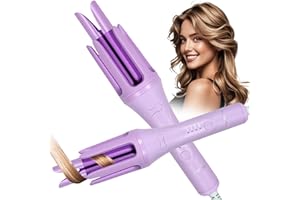 ZZR SEVEN Automatic Curling Iron, 1.5 Inch Hair Curler with 4 Temp. Options, 10S Fast Heating, 2-Way Rotation, 30 Min Auto Shut-Off, Anti-Scald-Tangle for Long Hair, Dual Voltage for Travel (Purple)