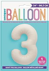 Unique Giant Foil Number 3 Balloon 86 cm Matte Nude 1 Count view 2