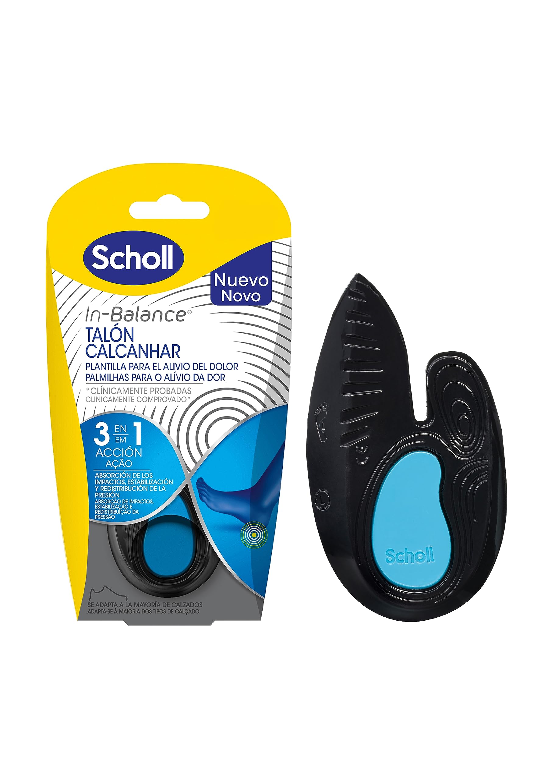 Scholl in-Balance Biomechanical Insoles for Heel and Ankle Pain Relief, Soothes and Prevents Pain, Pack 2 Insoles, Size L (42.5-45)