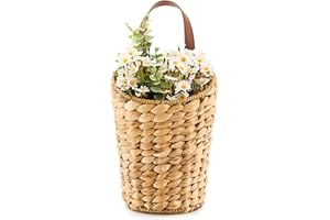 LGENHOOM Handwoven Front Door Basket Water Hyacinth Wall Hanging Basket Decorative Boho Mounted Organizer for Dried Flower Plants Storage Basket for Garden, Home, and Farmhouse Décor