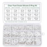 225 PCS Clear Food Grade Silicone O-Rings Rubber Set - Silicones Seal Kit - The Variety of Sizes - Clear Food Grade Silicone Sealing Gasket - Check The Dimensions! 2nd Pic