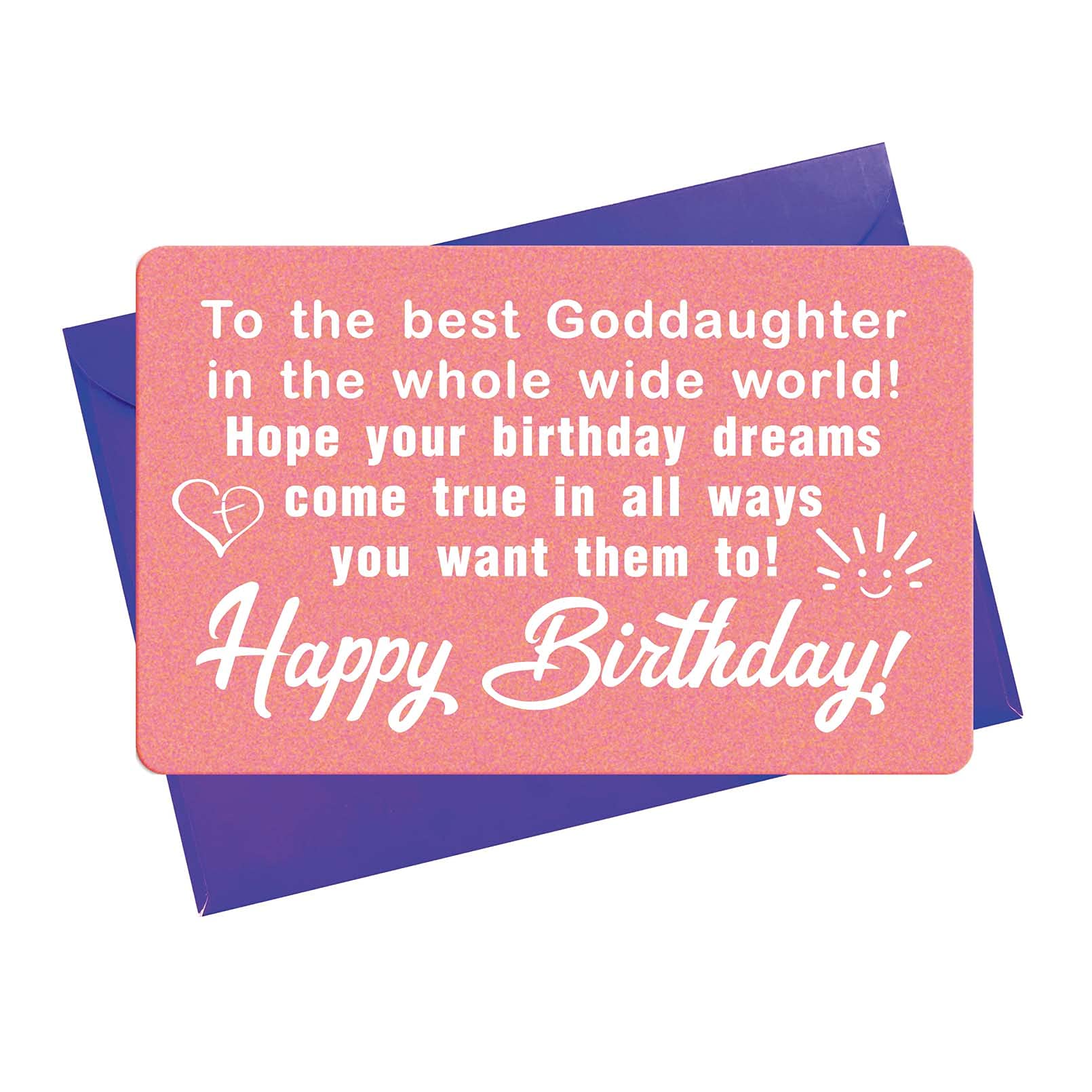 TGCNQ Goddaughter Birthday Card - Goddaughter Bday Gifts, Happy Birthday Goddaughter Card Engraved Rose Gold Aluminum