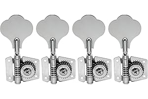 Musiclily 4-in-line 4R Vintage Open Gear Bass Tuners Machine Head Tuning Keys Pegs Set Right Hand for Jazz Precision P Bass Replacement, Chrome