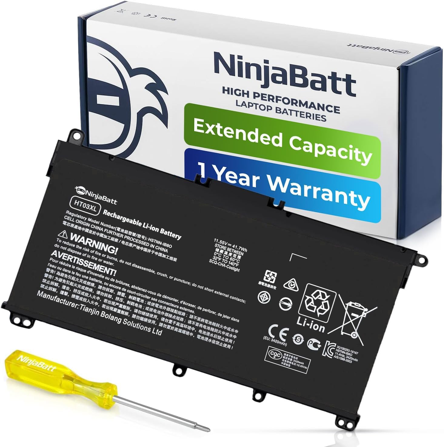 NinjaBatt HT03XL Battery for HP L11119-855 HW03XL