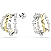 Swarovski Hyperbola Hoop Earrings, Mixed Cuts, Mini, Clear, Mixed Metal Finish