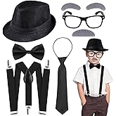 Yanbuny 6 Pcs 100 Days of School Costume for Boys Old Man Costume for Kids Grandpa Dress Up