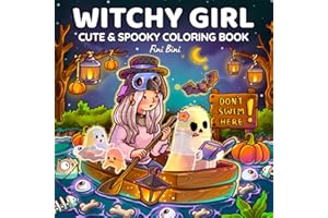 Witchy Girl Cute & Spooky Coloring Book: 40 Cozy Halloween Illustrations with Ghost Cuties, Little Witches & Magical Moments for Fall Relaxation for Adults and Teens