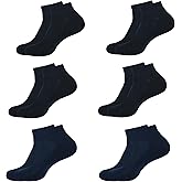 CRAFTS STUDIO USA Men's Ankle Socks, Pack of 6, Color - 4 Black, 2 Navy Blue, Size - 10 to 13