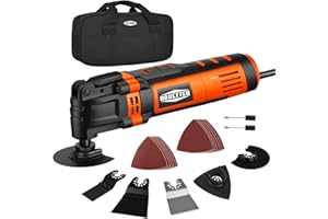 Dobetter Oscillating Tool, 3.5Amp Oscillating Multi Tool with 6 Variable Speed 4.5° Oscillation Angle 20PCS Oscillating Saw for Cutting, Grinding, Polishing, Sanding, Scraping, Shaping (Black&O.)