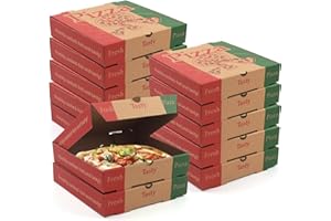 WOKAV 15 pcs 7 Inches Kraft Corrugated pizza boxes colorful pizza boxes takeaway boxes pizzeria bakery packaging boxes for pizza, cake, cookies, food 7.3 x 7.3 x 1.6 Inches