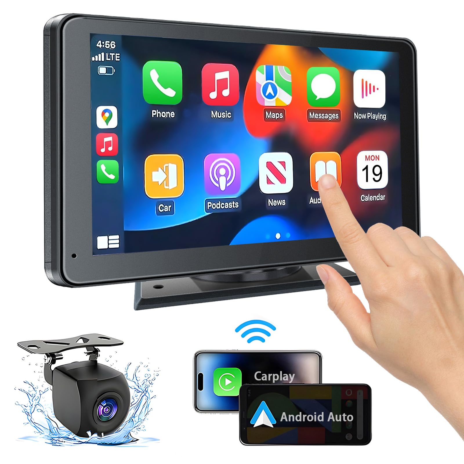 Photo 1 of ***CAMERA NOT INCLUDED*** 7" HD Touchscreen Wireless Portable Car Stereo with Apple CarPlay and Android Auto, Mirror Link, Bluetooth 5.2 and Backup Function.