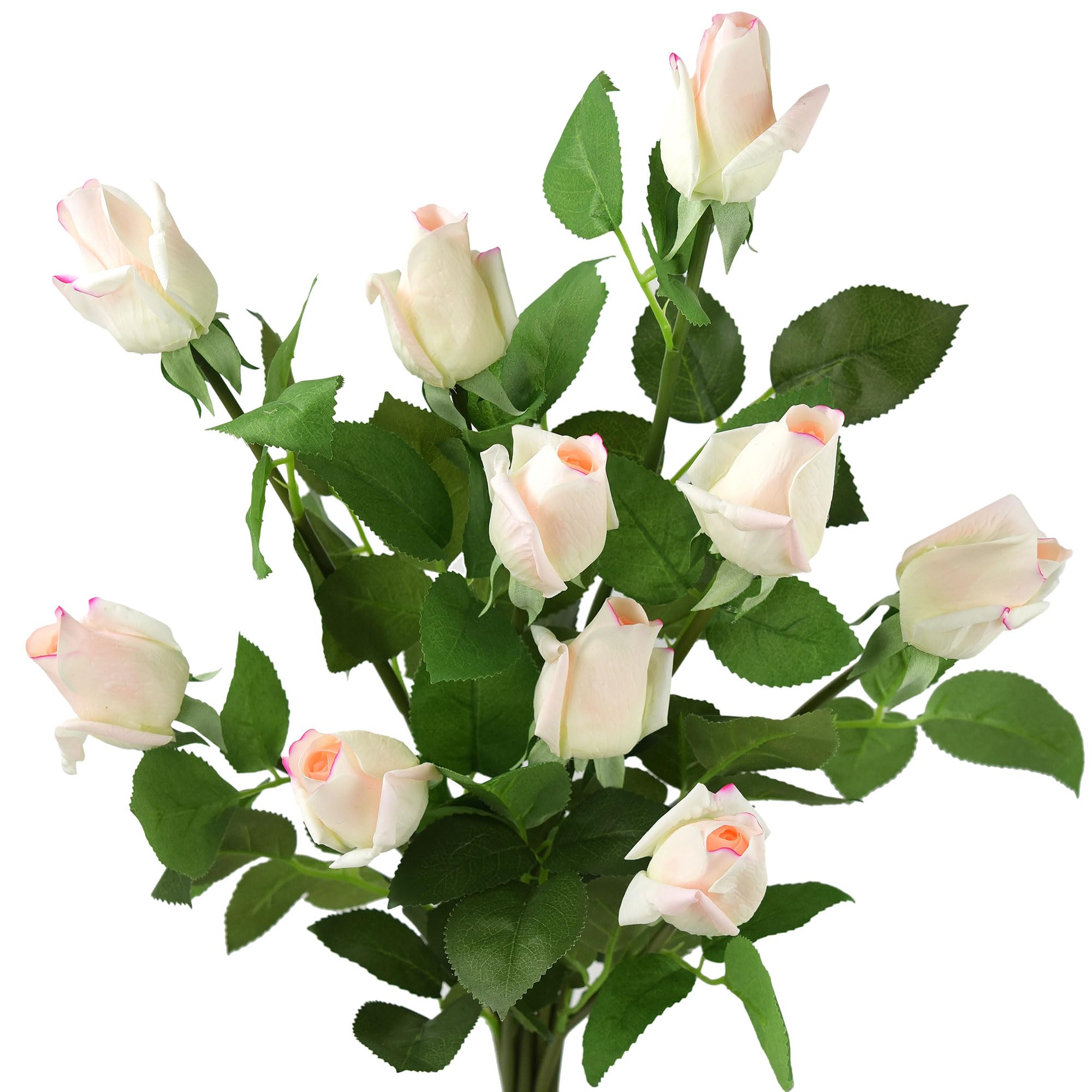 FiveSeasonStuff 10 Long Stems (53cm) Light Pink Real Touch Silk Roses ‘Petals Feel and Look like Fresh Roses’ Artificial Flower Bouquet Floral Arrangement