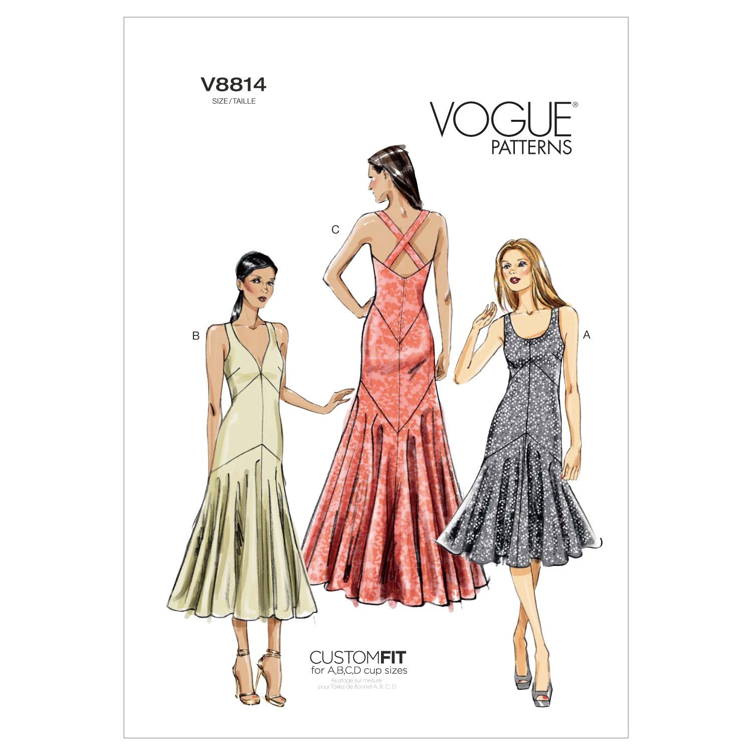 Vogue Patterns V8814 Size A5 6-8-10-12-14 Misses' Dress