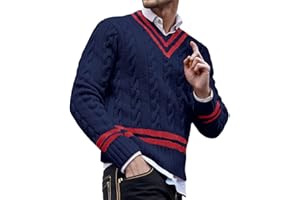 Men Knitted Sweaters for Holiday Vacation Work Winter Striped Color Matching Jumpers Warm Soft Basic Pullover Sweater