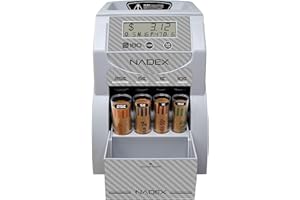 Nadex S180 Digital Coin Counter & Sorter – Counts and Wraps Coins Automatically, Stops When Rolls are Full, Carbon Fiber Finish.