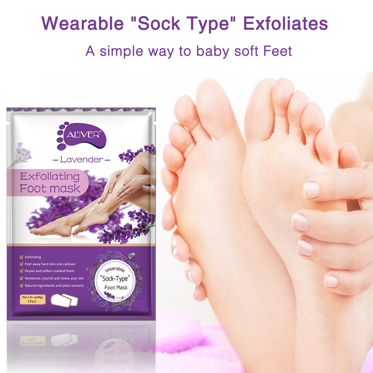 Foot Peel Mask 3 Pack， Exfoliator Peel Off Calluses Dead Skin Callus Remover，Baby Soft Smooth Touch Feet-Men Women (Lavender) : Beauty