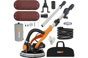 MAXXT Drywall Sander with Vacuum Dust Collection, 6 Variable Speed Foldable Telescopic Electric Wall Sander, Popcorn Ceiling 