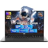 NIMO 17.3" IPS-Gaming-Laptop, AMD Ryzen 7 8745HS 32GB RAM 1TB SSD (Up to 4.9GHz Beat R9 7940HS Radeon) 780M-Graphics, Backlit Keyboard Fingerprint, Win 11 PC for Study Work &amp; Play 2-Yr Warranty