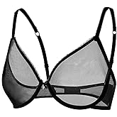 Women's Sheer Bra Sexy Mesh Unlined Thin Lace See Through Underwire Support Demi Everyday Bras 34B-44E