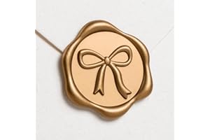 UNIQOOO 3D Bow Wax Seal Stickers - 50 Pcs Elegant Self-Adhesive Metallic Antique Gold Seals, for Wedding Invitations, Gift Wrapping Decals,Envelopes, Christmas & Party Decor, Greeting Cards