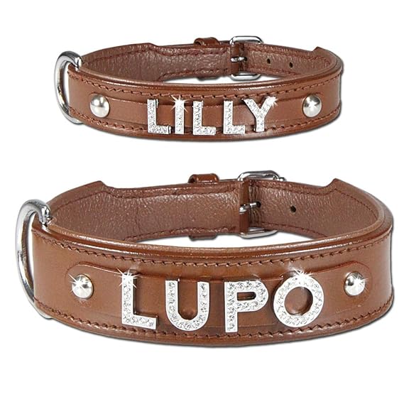 Animal Gear Leder Halsband Braun Bestückbar mit Buchstaben Myname-Serie Mit MyName trägt Ihr Hund seinen Namen Handgefertigte