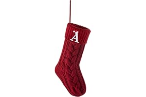 EDONEERY Personalized Christmas Stockings with Initials, 18 Inches Xmas Embroidered Monogrammed Cable Knitted Stocking for Family, Holiday Hanging Decoration Gifts for Fireplace(Red Letter A)