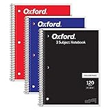 Oxford Spiral Notebook 3 Pack, 3 Subject