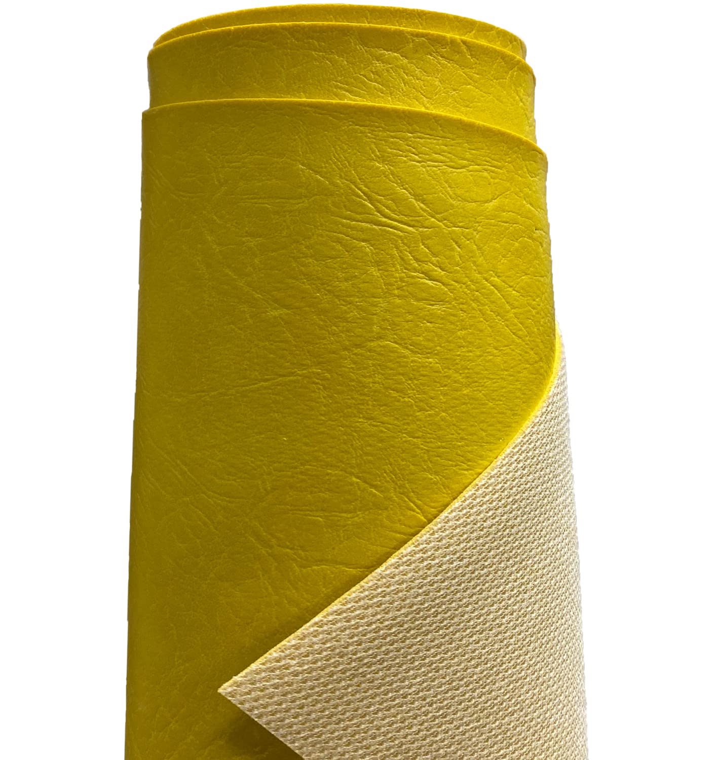 A-Express Heavy Thick Faux Leather Fabric Grained Leatherette Vinyl Leathercloth Automotive Home Decor Upholstery Material - Yellow Half Metre 50cm x 140cm — image 1