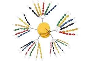 Fishing Bobber Stoppers - 360pcs Rubber Bobber Beads Stopper 12 Sets 30-in-1 Oval Float Sinker Stops Colorful Fishing Bobber 