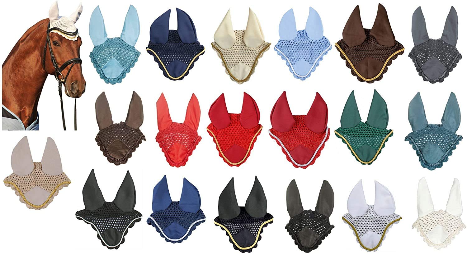 HKM 3387 fly cover, insect protection, fly protection, ear protection, dark blue/dark blue, pony