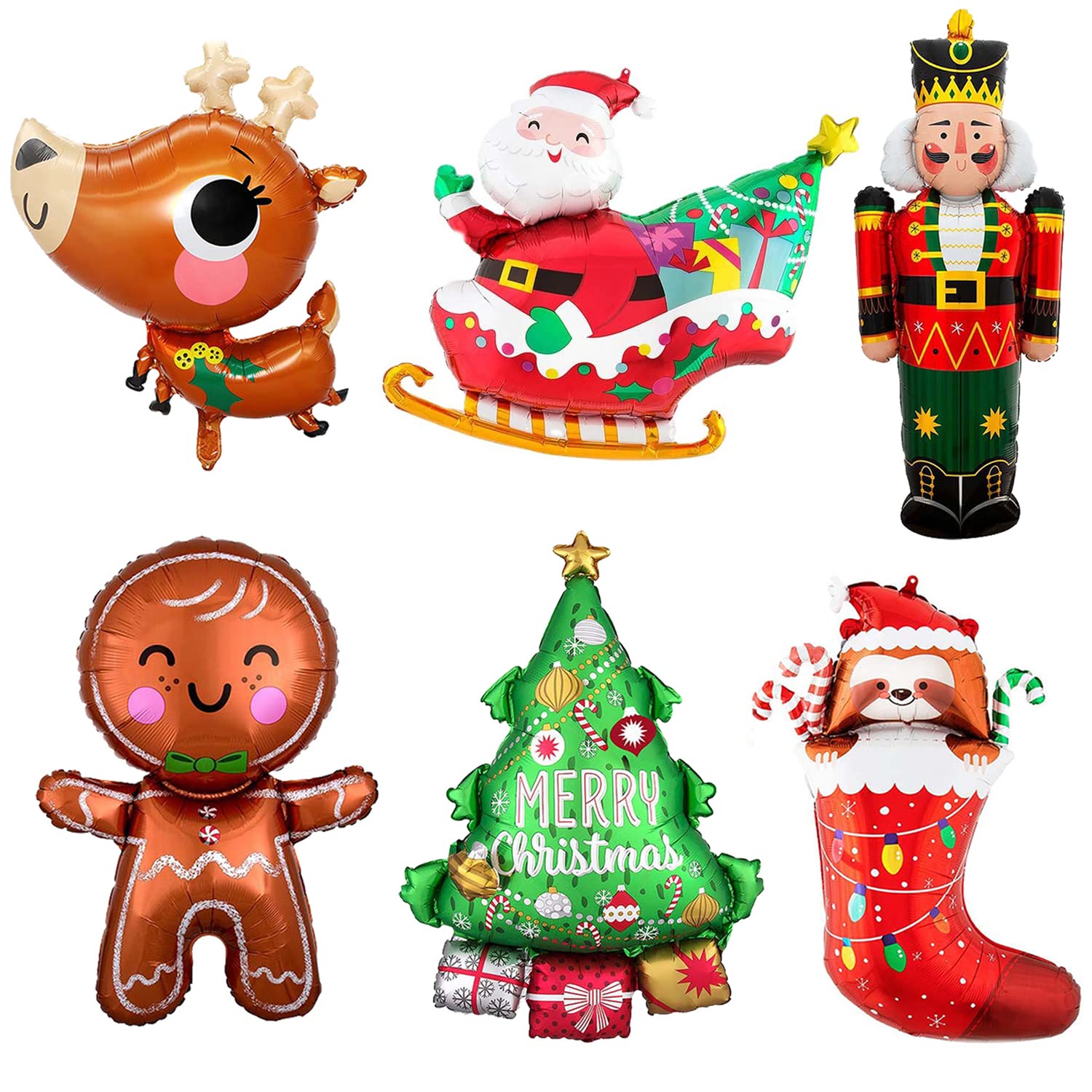 Christmas Foil Balloons Party Decoration Large Merry Xmas Balloons Christmas Tree Giant Santa Helium Balloon for Xmas New Year Party Decor