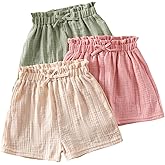 Floerns Girl's 3 Pack Elastic Waist Bow Shorts Wide Leg Vacation Comfy Cute Shorts