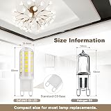 DiCUNO G9 LED Bulbs 6000K Cool White 3W 410LM 6 Pack Not Dimmable view 3