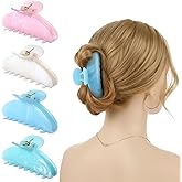 XLIUAX 4 Pack Acrylic Hair Claw Clips for Women, 4 Inch Large Non Slip Strong Hold Hair Claw Barrettes Banana French Clips for Thick Thin Hairs Cute Stylish Accessories