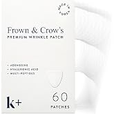 k+ Korean Wrinkle Patches for Forehead, Frown Lines &amp; Crow&rsquo;s Feet, 60ct | Overnight peptide face tape with hyaluronic acid and adenosine for 11 lines, fine lines; fragrance-free, 60 patches