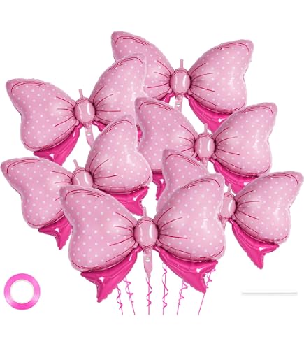 thumbnail image 2 of 6 Pcs Pink Bow Balloons For Girl Women Bow Party Decorations, Large Pink Elegant 2 of 11