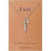 Lcherry Faith Necklace for Women Bible Verse Cross Necklace Religious Jewelry Christian Baptisms Gifts for Women