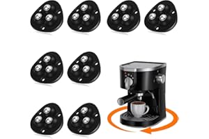 TRVL FIELDER Self Adhesive Caster Wheels, Appliance Rollers for Kitchen Appliances, 360° Swivel Universal Wheel Mini Ball Transfer Roller for Storage Box, Small Furniture (with 3 Ball Bearings, Black, 8 PCS)
