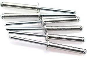 HJ Garden 60pcs 3/16 x 1-3/16 Inch (4.8x30mm) Aluminum Blind Rivet Self-Plugging Open End Decorating Fastener Nails Rivets Core Pulling Rivets Grip Pange 3/4-1 Inch (19-25mm)